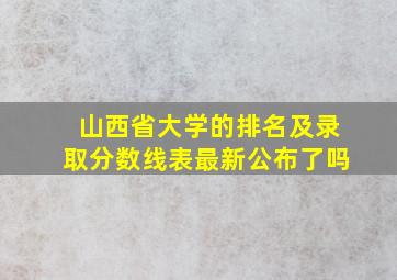 山西省大学的排名及录取分数线表最新公布了吗