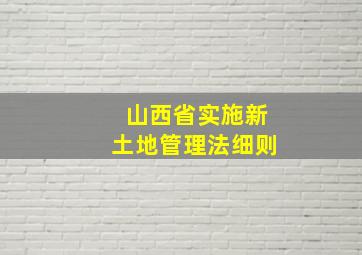 山西省实施新土地管理法细则