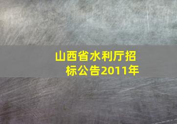 山西省水利厅招标公告2011年