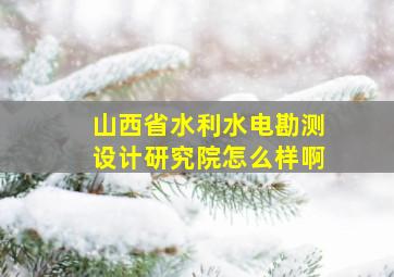 山西省水利水电勘测设计研究院怎么样啊