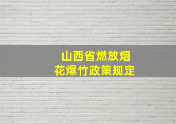 山西省燃放烟花爆竹政策规定