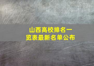 山西高校排名一览表最新名单公布