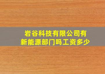 岩谷科技有限公司有新能源部门吗工资多少