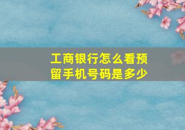 工商银行怎么看预留手机号码是多少