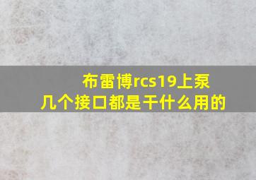 布雷博rcs19上泵几个接口都是干什么用的