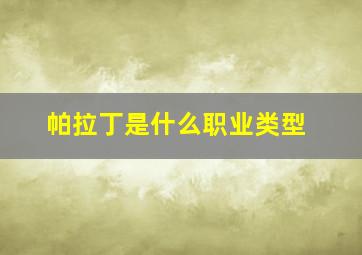 帕拉丁是什么职业类型