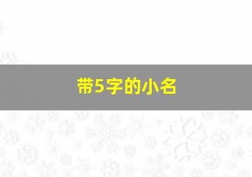 带5字的小名