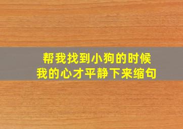 帮我找到小狗的时候我的心才平静下来缩句