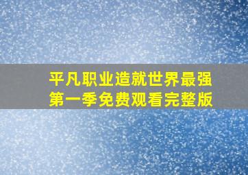 平凡职业造就世界最强第一季免费观看完整版