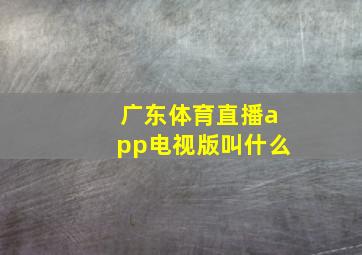 广东体育直播app电视版叫什么