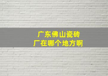 广东佛山瓷砖厂在哪个地方啊