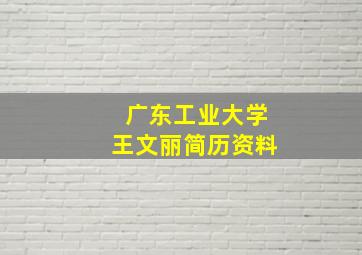 广东工业大学王文丽简历资料