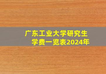 广东工业大学研究生学费一览表2024年