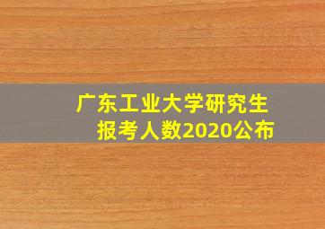 广东工业大学研究生报考人数2020公布