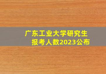 广东工业大学研究生报考人数2023公布