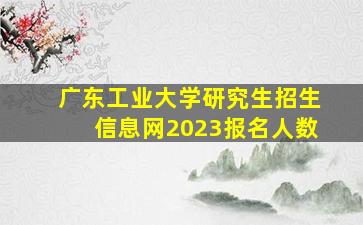 广东工业大学研究生招生信息网2023报名人数