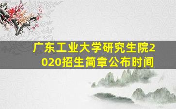 广东工业大学研究生院2020招生简章公布时间