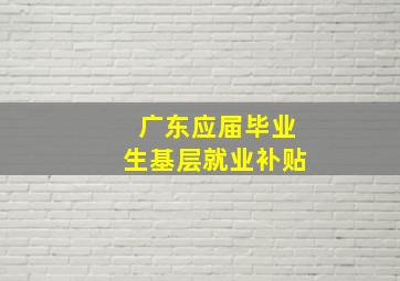 广东应届毕业生基层就业补贴