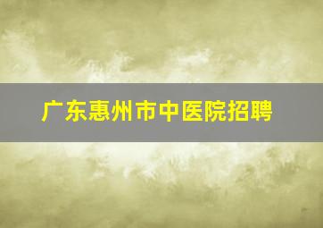 广东惠州市中医院招聘