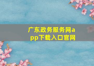 广东政务服务网app下载入口官网