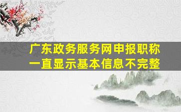 广东政务服务网申报职称一直显示基本信息不完整