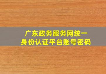 广东政务服务网统一身份认证平台账号密码