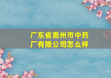 广东省惠州市中药厂有限公司怎么样