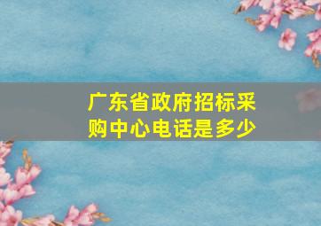 广东省政府招标采购中心电话是多少