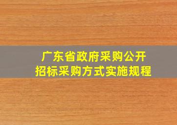 广东省政府采购公开招标采购方式实施规程