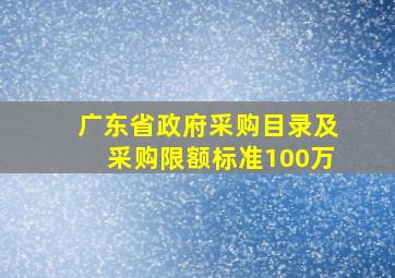 广东省政府采购目录及采购限额标准100万