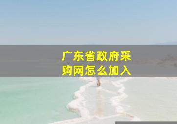 广东省政府采购网怎么加入