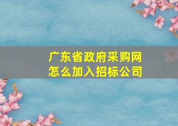 广东省政府采购网怎么加入招标公司