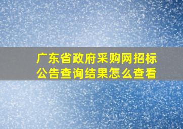 广东省政府采购网招标公告查询结果怎么查看