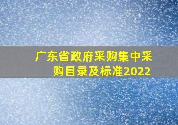 广东省政府采购集中采购目录及标准2022