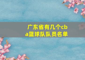 广东省有几个cba篮球队队员名单