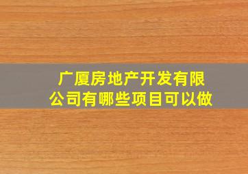 广厦房地产开发有限公司有哪些项目可以做