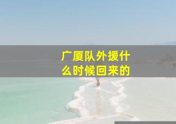 广厦队外援什么时候回来的