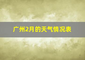 广州2月的天气情况表