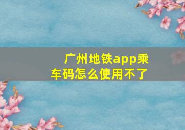 广州地铁app乘车码怎么使用不了