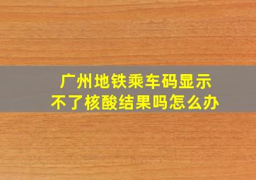 广州地铁乘车码显示不了核酸结果吗怎么办