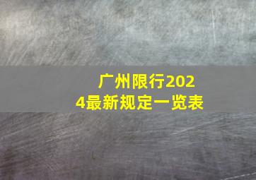 广州限行2024最新规定一览表