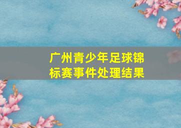 广州青少年足球锦标赛事件处理结果