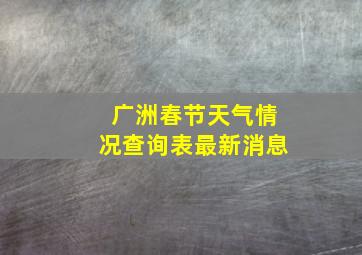 广洲春节天气情况查询表最新消息