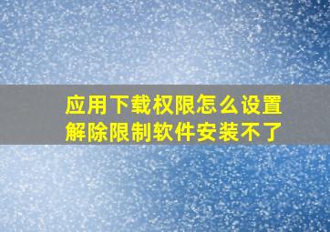 应用下载权限怎么设置解除限制软件安装不了