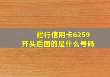 建行信用卡6259开头后面的是什么号码