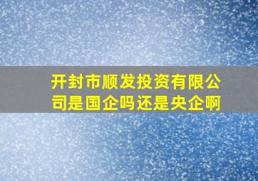 开封市顺发投资有限公司是国企吗还是央企啊