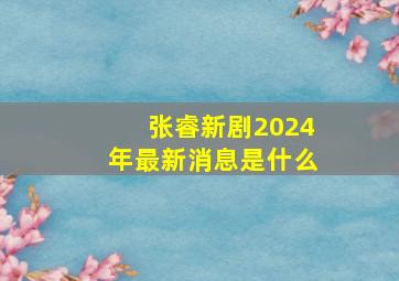 张睿新剧2024年最新消息是什么