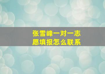 张雪峰一对一志愿填报怎么联系