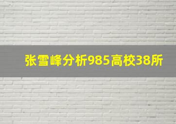 张雪峰分析985高校38所