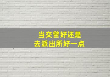 当交警好还是去派出所好一点